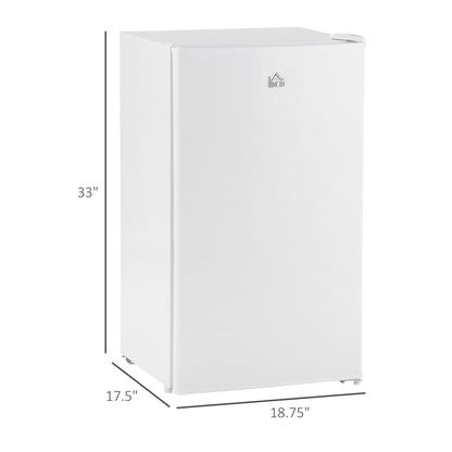 3.2 Cu.Ft Mini Fridge with Freezer, Single Door Compact Refrigerator with Adjustable Thermostat, Shelf and Reversible Door for Bedroom, Dorm, Home Office, Energy Efficient, White