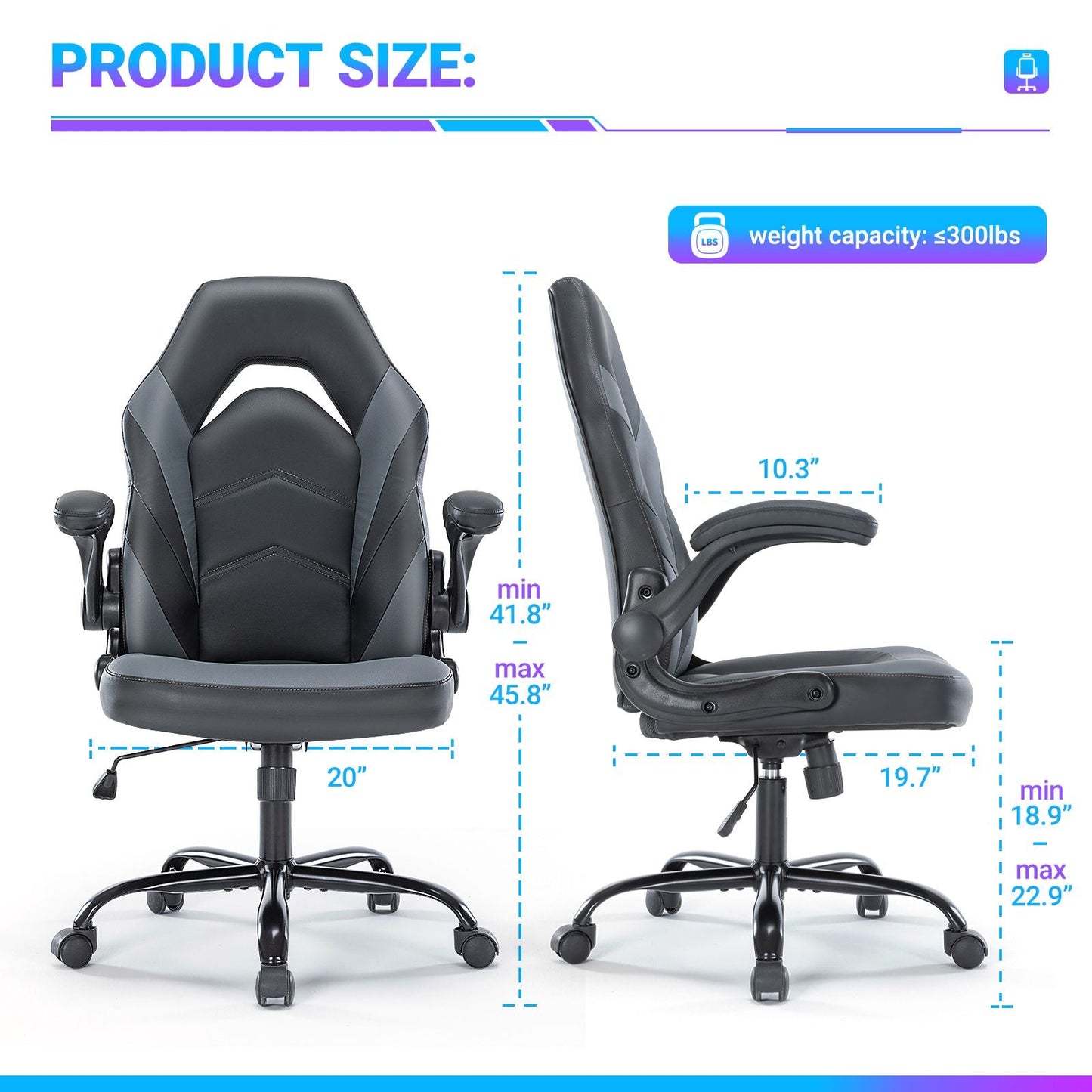 Ergonomic Office Computer Home Gaming Desk Chair Adjustable PU Leather Racing Chair Flip-up Armrest For Christmas Furniture