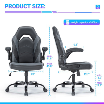 Ergonomic Office Computer Home Gaming Desk Chair Adjustable PU Leather Racing Chair Flip-up Armrest For Christmas Furniture