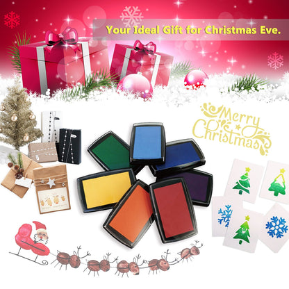 Multi-color ink pads in black cases, 7-pack for rubber stamping