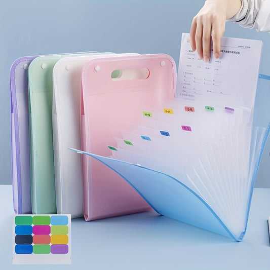 Multi-color A4 portable file folder set with handle cutout, multi-layer design