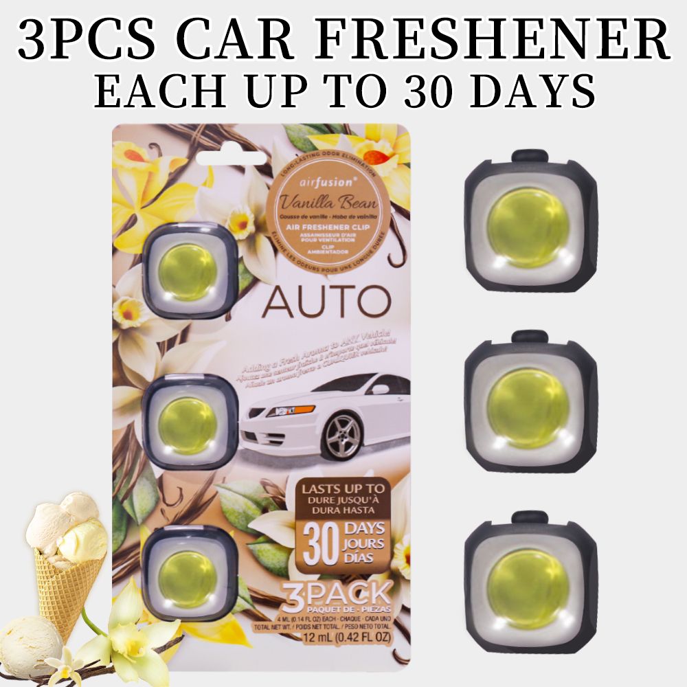 3 Pack Car Air Fresheners - Long Lasting Vent Clips For Men & Women, 3 Pack Up To 90 Days Fits All Car Refresher Odor Eliminator, New Car Scent Variety Pack