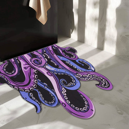 Green And Purple Cthulhu Rugs Water Absorbent Bath Mat Octopus Anime Rug Graphic Gothic Bathroom Rugs Fantasy Decorate, Non Slip Backing, Unique Gift & Decor for Gamers, 27x18 in