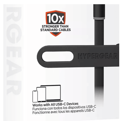 HyperGear Flexi PRO USB-C to USB-C Cable 10ft Black