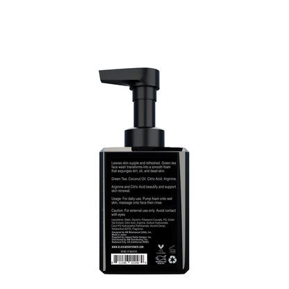 Blackwood for Men foaming face wash bottle with pump, black back label