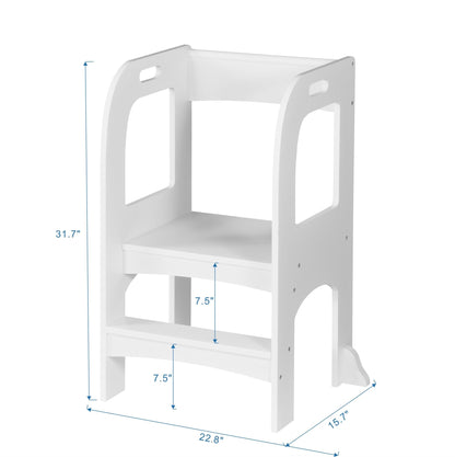 Child Standing Tower;  Step Stools for Kids;  Toddler Step Stool for Kitchen Counter;  White
