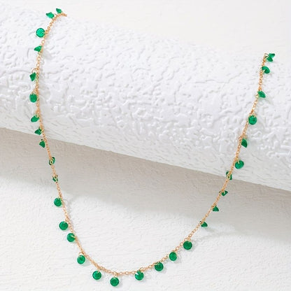 St. Patrick's Day Vintage Irregular Green Pendant Necklace Neck Chain Choker