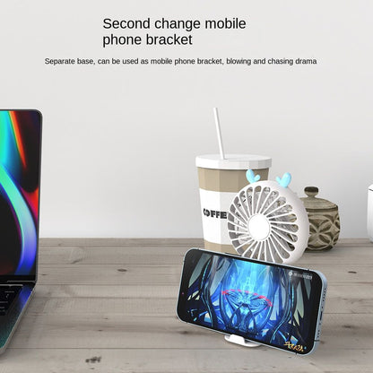 USB mini fan cartoon handheld fan portable desktop charging home electric fan gift