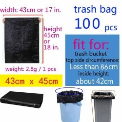Black trash bags, 43cm x 45cm, 100 pcs, for small bins.