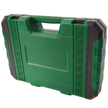 Green hard-shell mechanics tool case with handle and latch