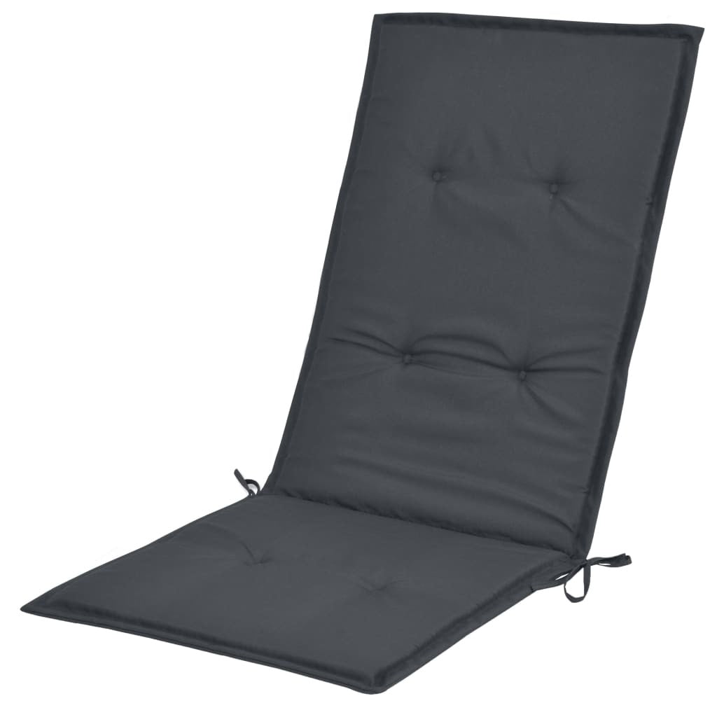 Garden chair cushion in anthracite dark gray with tufted back and seat pads