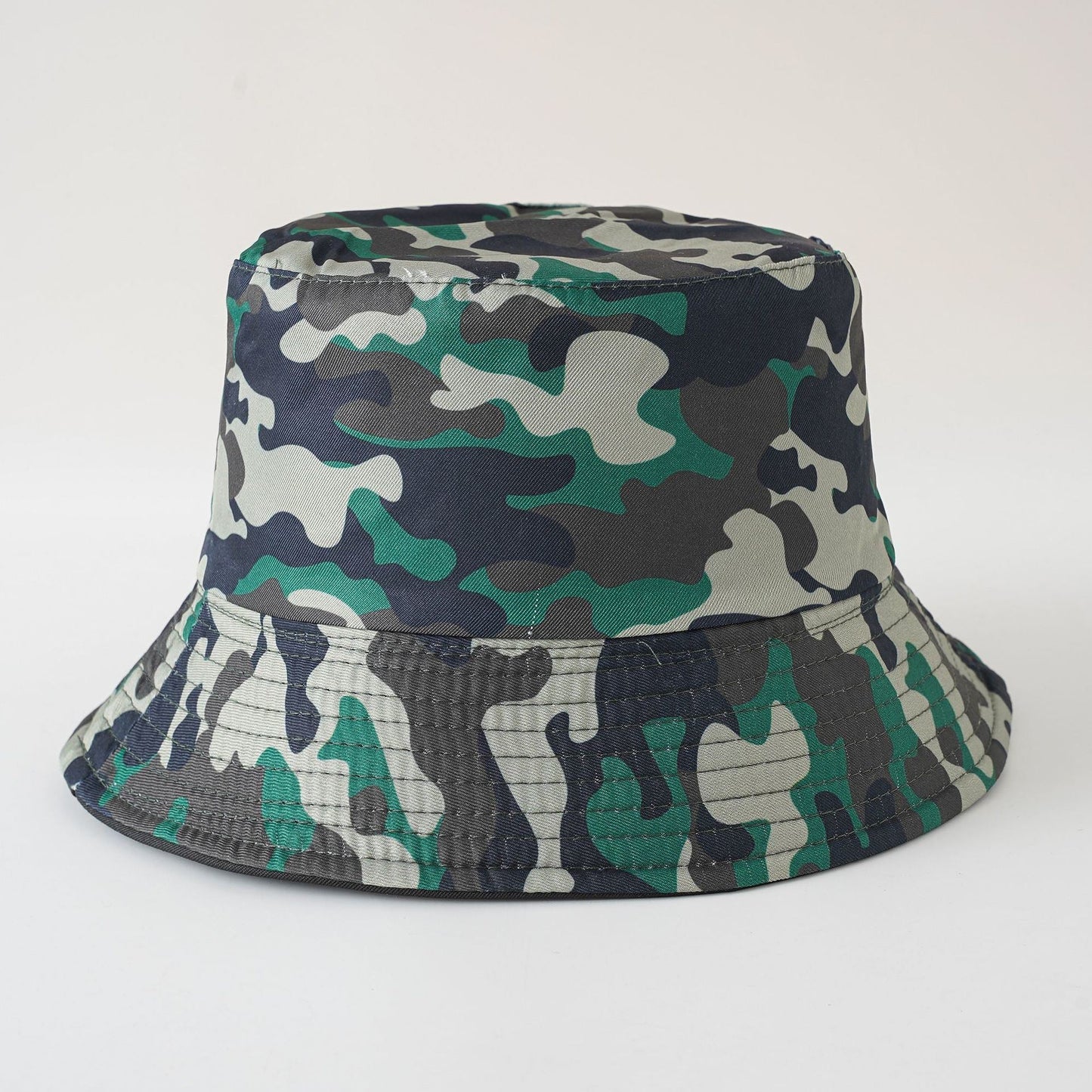 Double-sided camouflage fisherman hat, dark green navy camo with adjustable-looking stitched band.