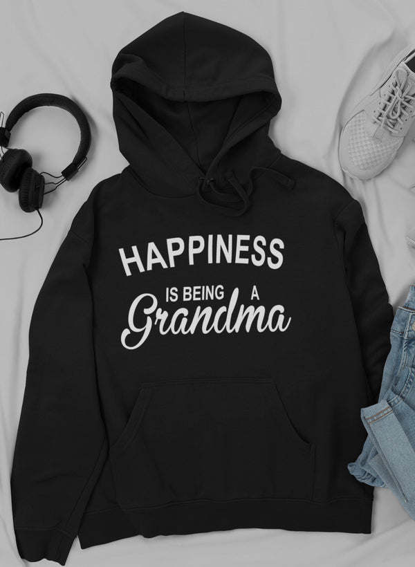 Black pullover hoodie with hood, drawstring, and front pouch pocket
