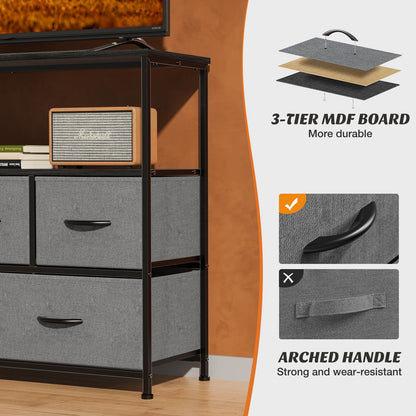 Dresser for Bedroom, Chest of Drawers, 5 Drawer Dresser, Closet Fabric Dresser with Metal Frame tv stand