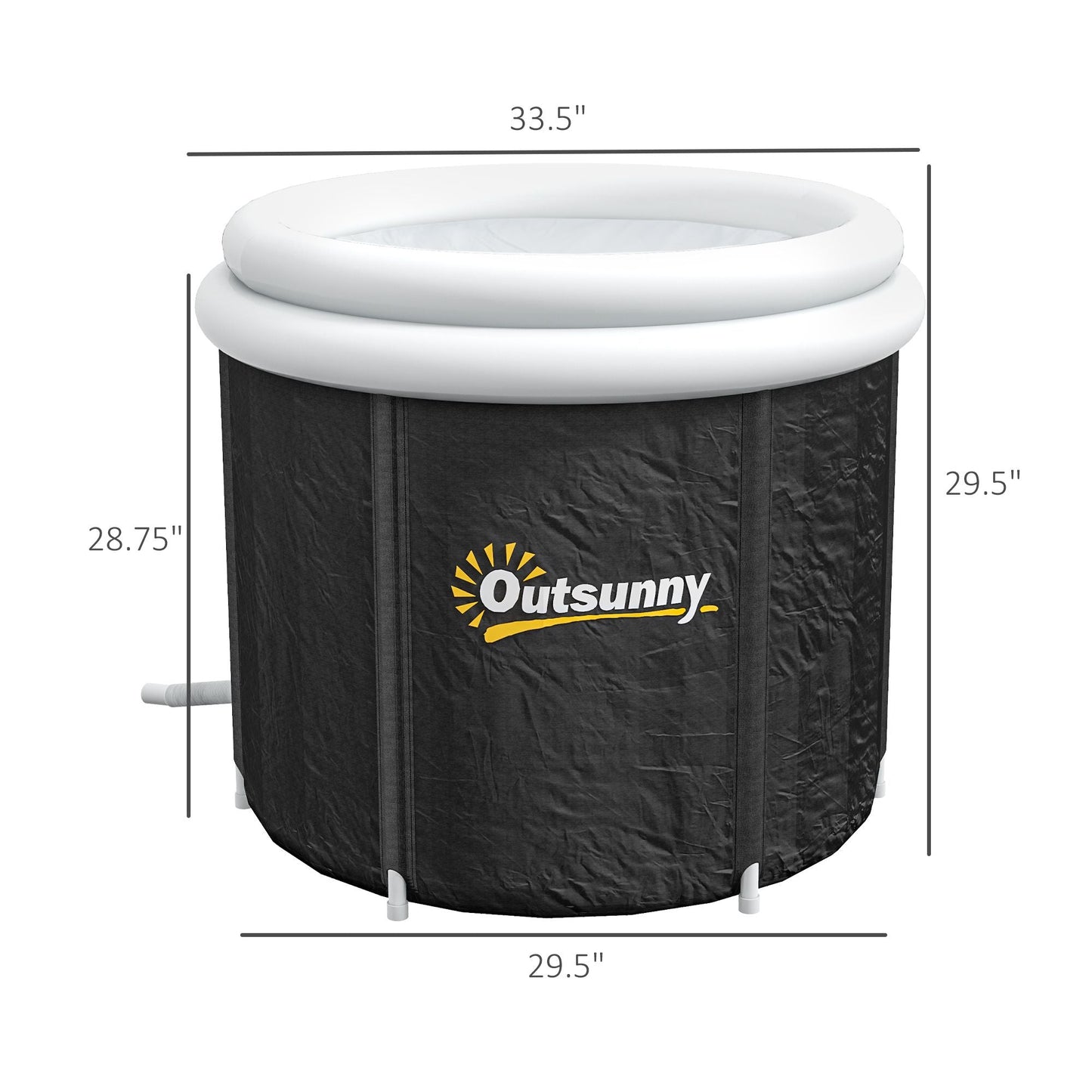 Cold Plunge Tub, Portable Ice Bath with Thermo Lid for Athletes' Recovery, Black