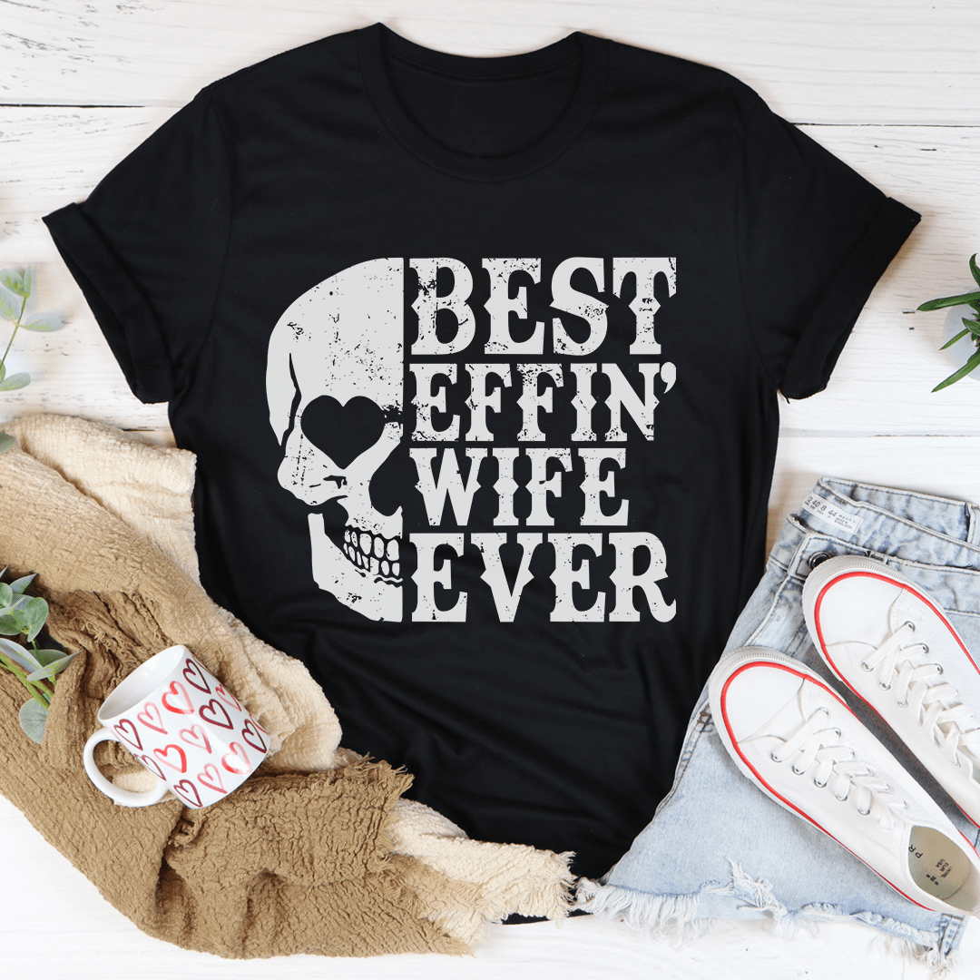 Women’s black skull graphic t-shirt with large front typography