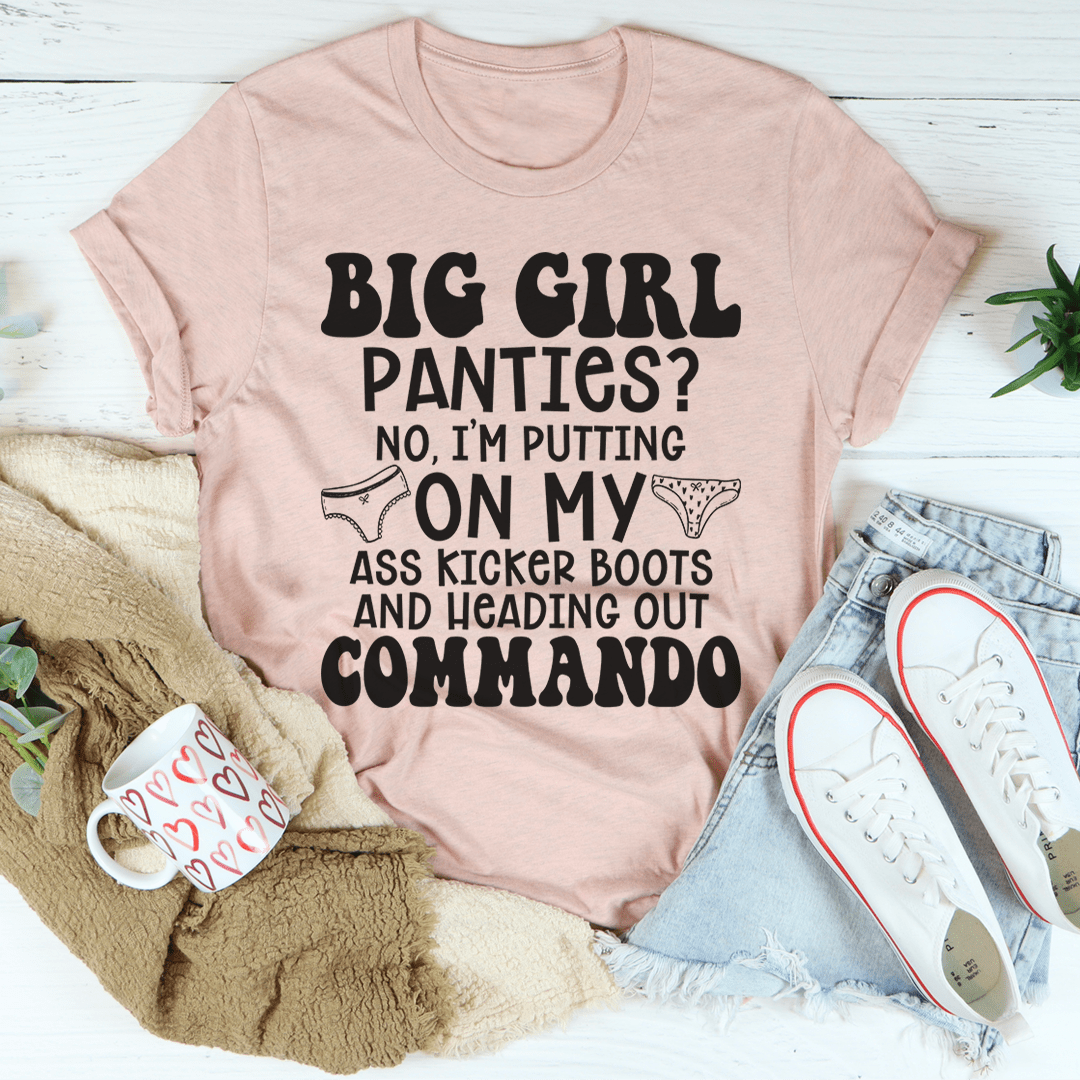 Pink graphic slogan T-shirt with BIG GIRL text and underwear icons