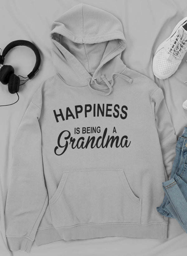 Heather gray pullover hoodie with hood, drawstring, and front pouch pocket