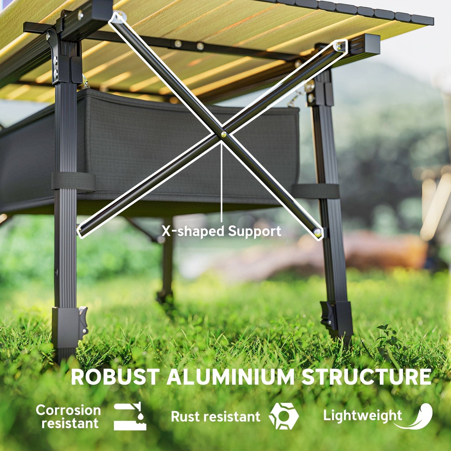 3ft Aluminum Small Folding Table, Portable Camping Table with Storage Bag, Carry Bag for Outdoor Picnic BBQ, Brown