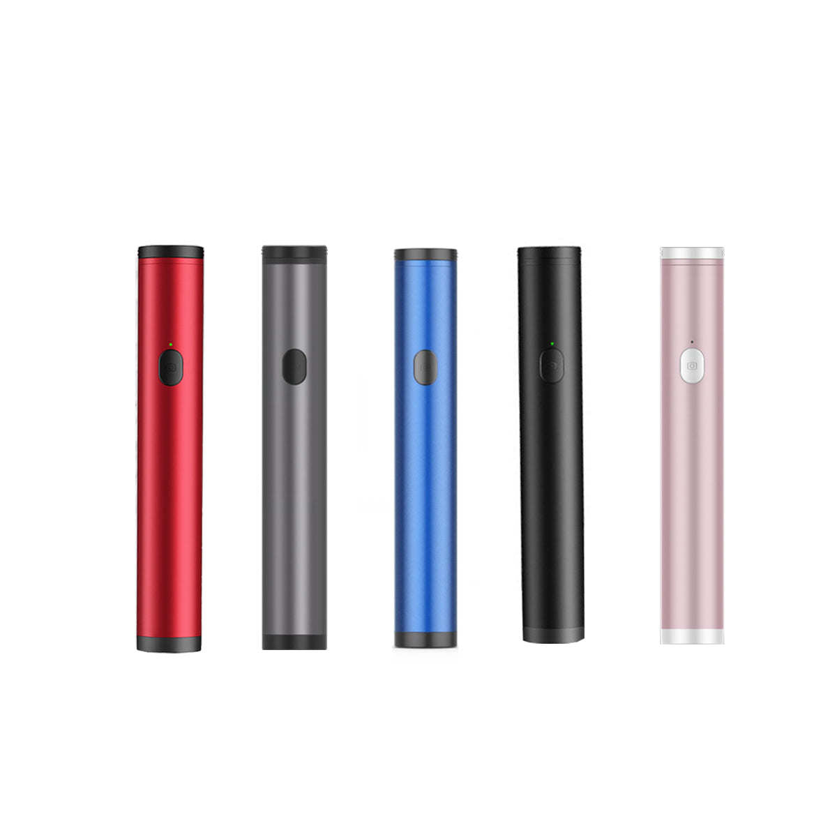 Mini selfie sticks in red, gray, blue, black, and pink color options