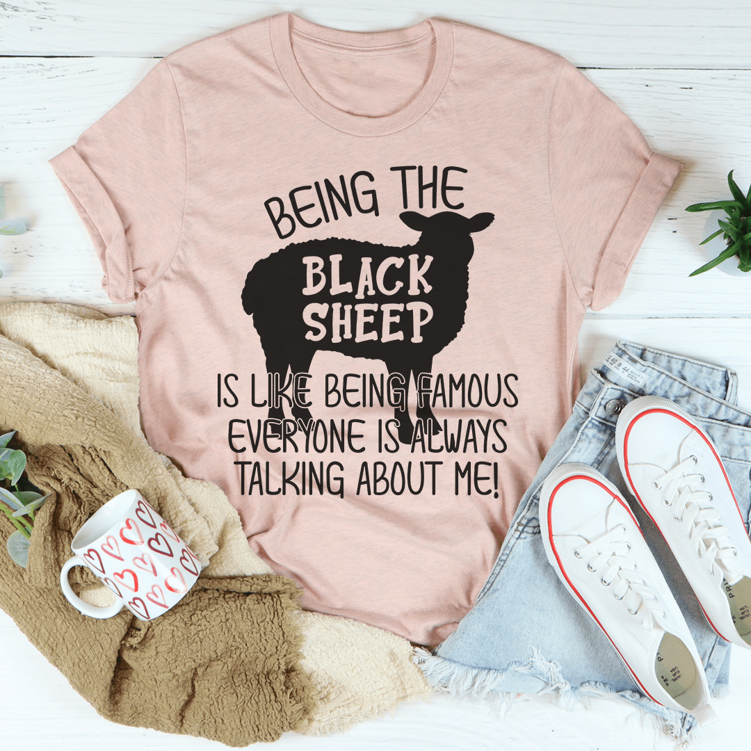 Mauve graphic T-shirt with 'Being the Black Sheep' slogan front print