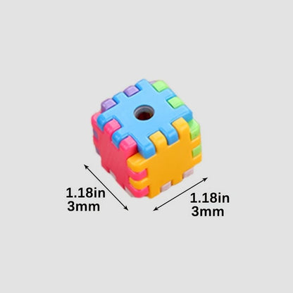2pcs New Creative Building Blocks Children's Pencil Sharpener Manual Circle Pencil Sharpener Cartoon Rubik's Cube Elementary School Students Use Children's Manual Pencil Sharpener Stationery