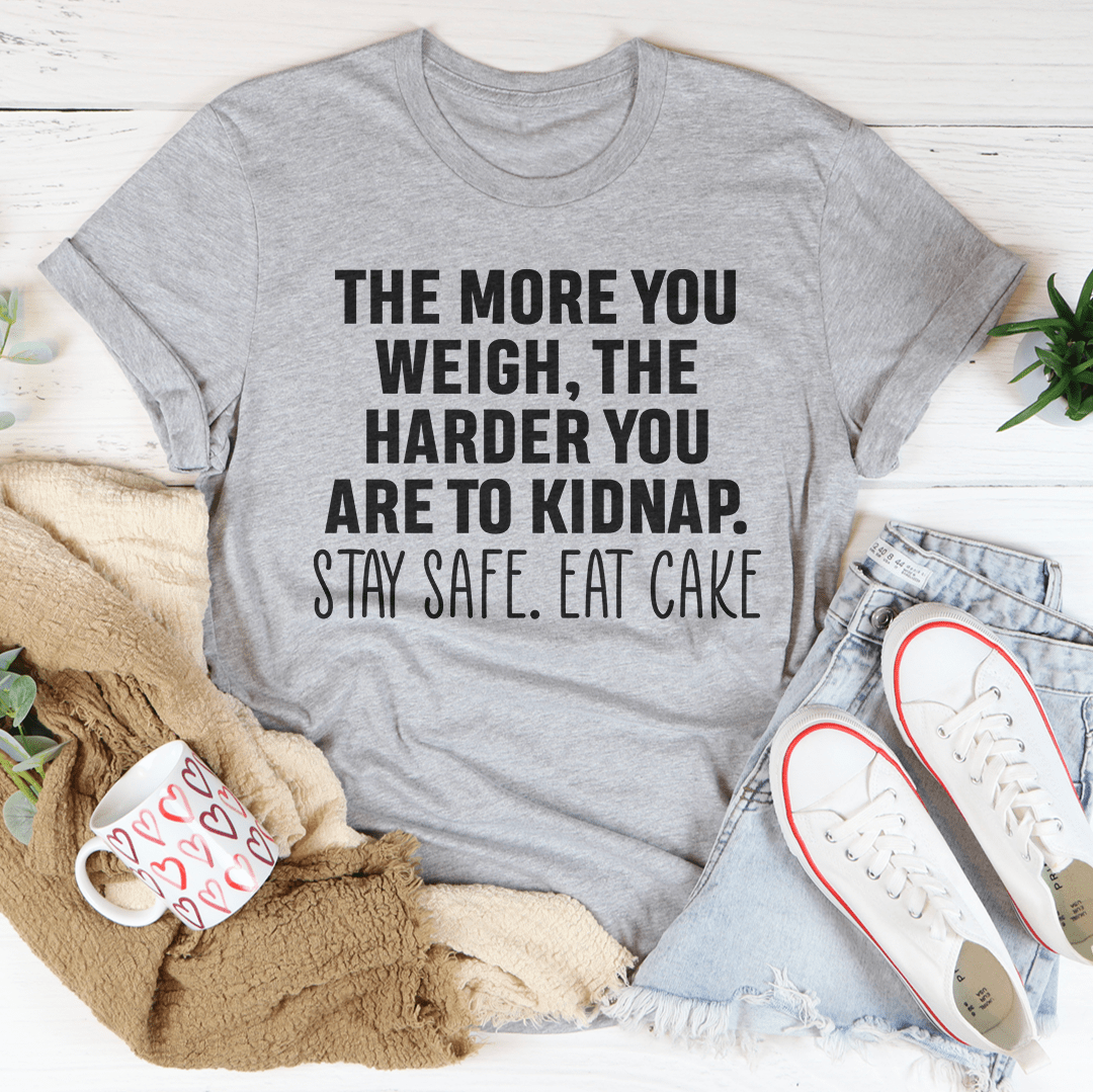 Heather gray short-sleeve T-shirt featuring black quote text “ARE TO KIDNAP”