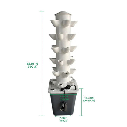 Hydroponic Growing System Mini Indoor Outdoor Home Grow Herb Vertical Garden Tower 6 Tiers 30 Holes Vegetables Planter