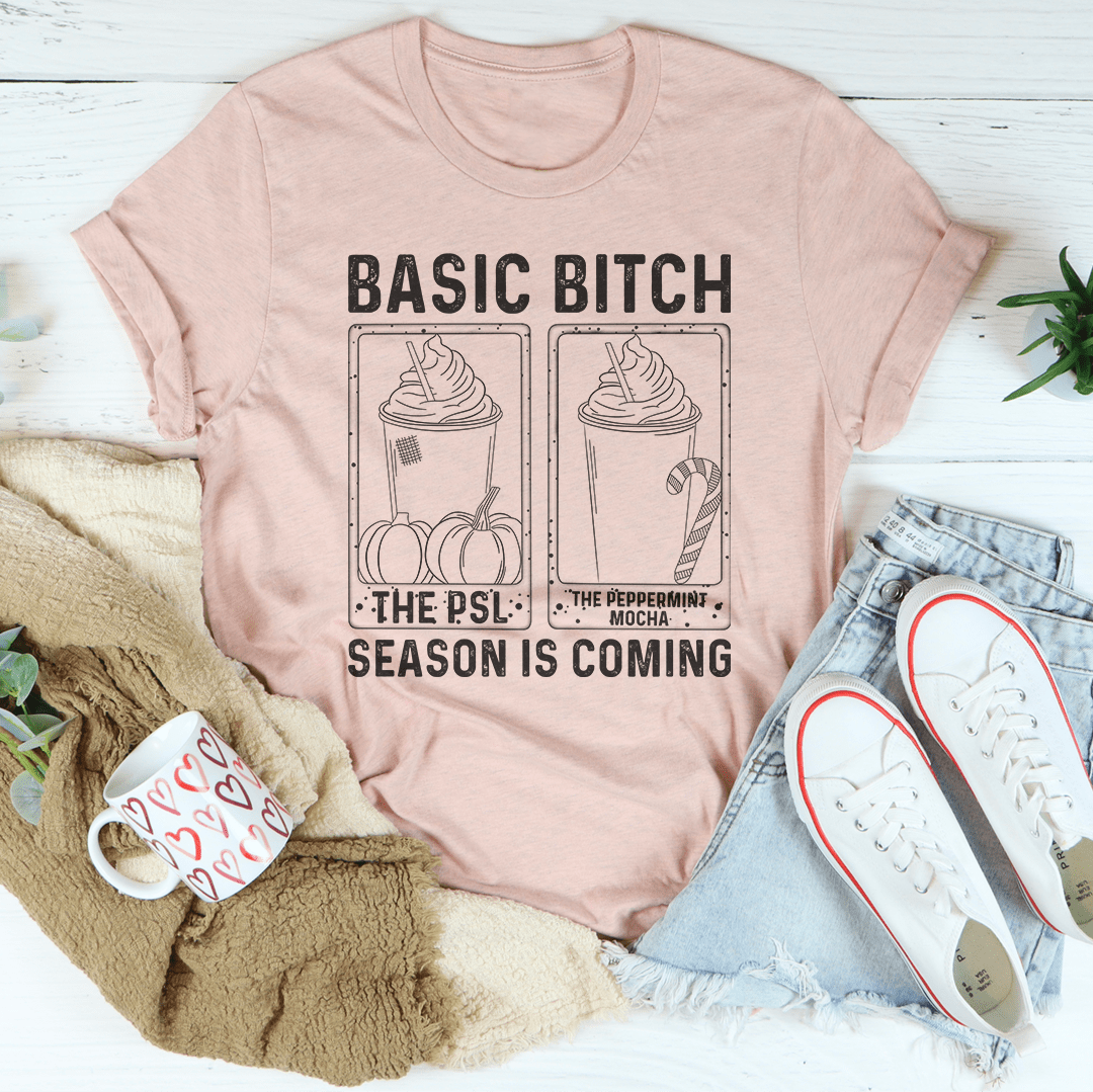 Dusty pink crew-neck T-shirt with large front graphic print, short sleeves