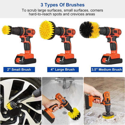 3Pcs/Set Drill Brush Power Scrubber Cleaning Brush for Car Carpet Wall Tile Tub Cleaner Combo