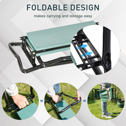 Folding Gardening Kneeling Bench with Large Tool Pouch