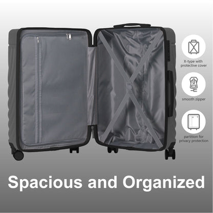 Luggage Sets ABS Hardshell 3pcs Luggage, Lightweight Durable Suitcase sets Spinner Wheels Suitcase with TSA Lock 20''24''28'' Available(Grey Ash)
