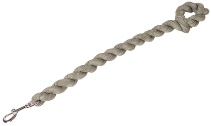 Olive braided dog leash with metal clasp end and braided handle loop