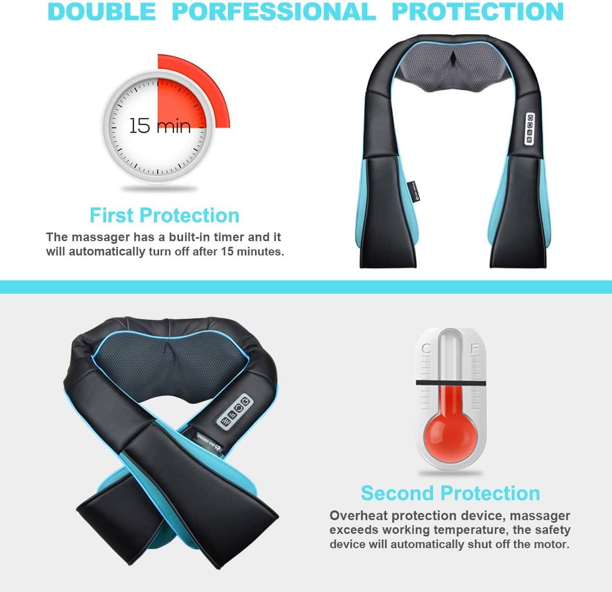 Shiatsu Neck Massager for Pain Relief – Deep Kneading Back Shoulder Massage with Heat – Ideal for Valentine's Day, Christmas, Mother's Day, Father's Day, Gifts for Men Women Mom Dad Her Him