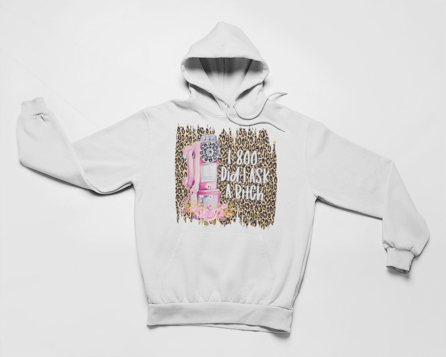 Gray pullover hoodie with hood and colorful graphic chest print