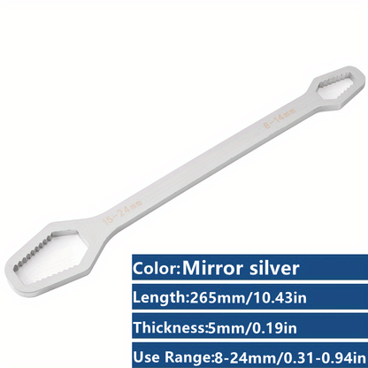 1 Pc Multifunctional Wrench, Household Tools 8-24mm Universal Torx Wrench, Self-tightening Adjustable Glasses Wrench Board, Double-head Torx Spanner