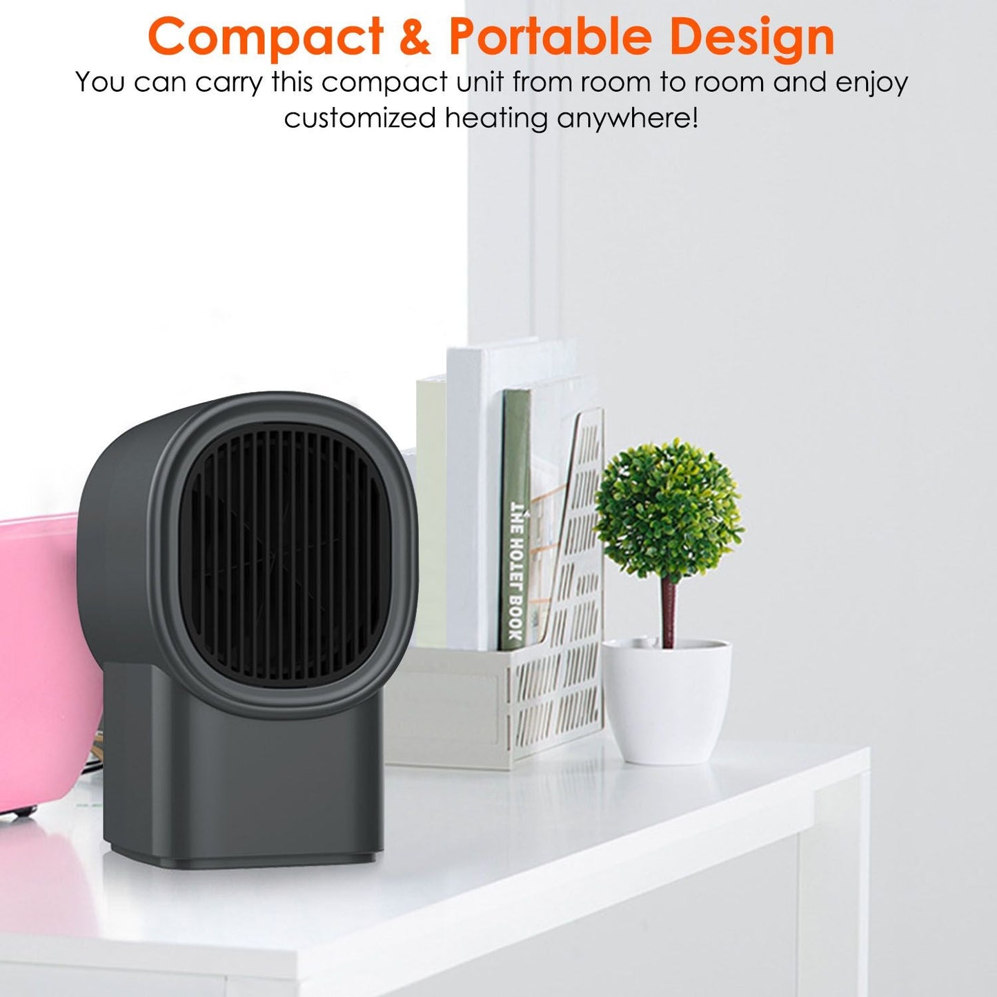 500W Portable Electric Space Heater Mini Desktop Fan Heater Personal Small Space Heater for Home Office