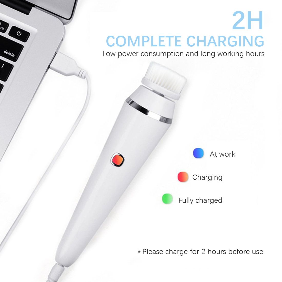 USB Rechargeable 4-in-1 Facial Cleansing Brush with 3 Speeds for Exfoliation and Massage - Deeply Cleanses and Refines Skin for a Smooth, Radiant Complexion