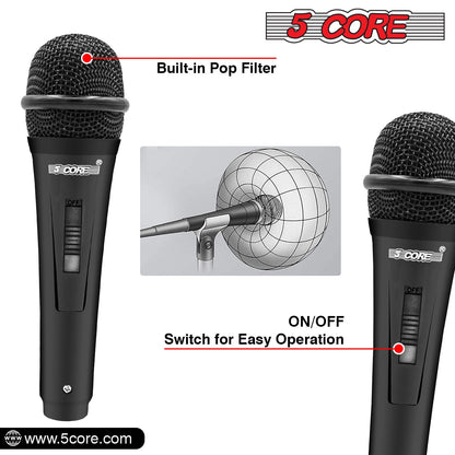 5 Core Microphone XLR Dynamic Mic Karaoke Singing Handheld Microfono Wired Professional Unidirectional 1/4 Plug In Cord Connection for Vocal DJ Music - PM 816