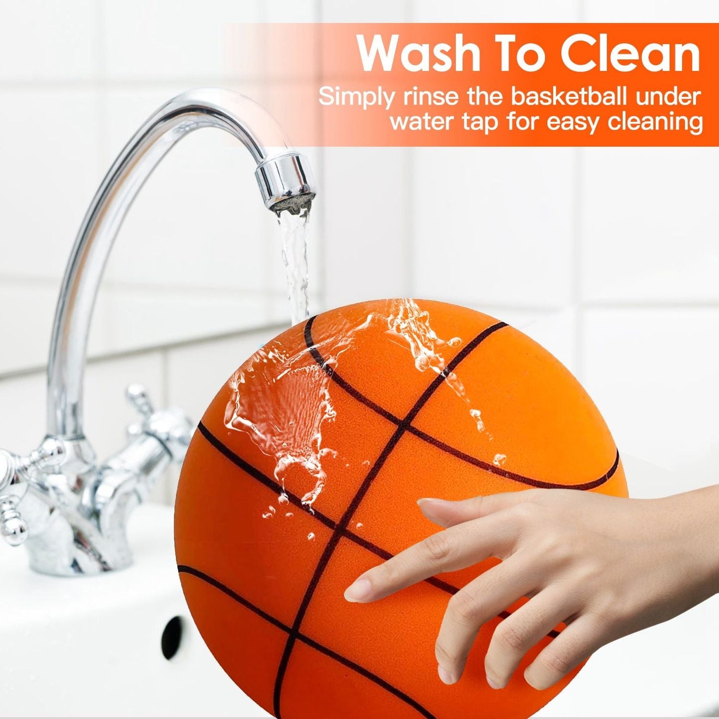Silent Basketball with Ball Hoop Foam Bouncing Silent Basketball Uncoated High Density Foam Ball Indoor Low Noise Training Ball