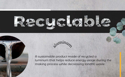 Faucet spout with recycling and aluminum material graphic
