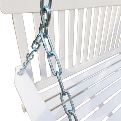 Front Porch Swing with Armrests;  Wood Bench Swing with Hanging Chains; for Outdoor Patio ; Garden Yard;  porch;  backyard;  or sunroom; Easy to Assemble; white