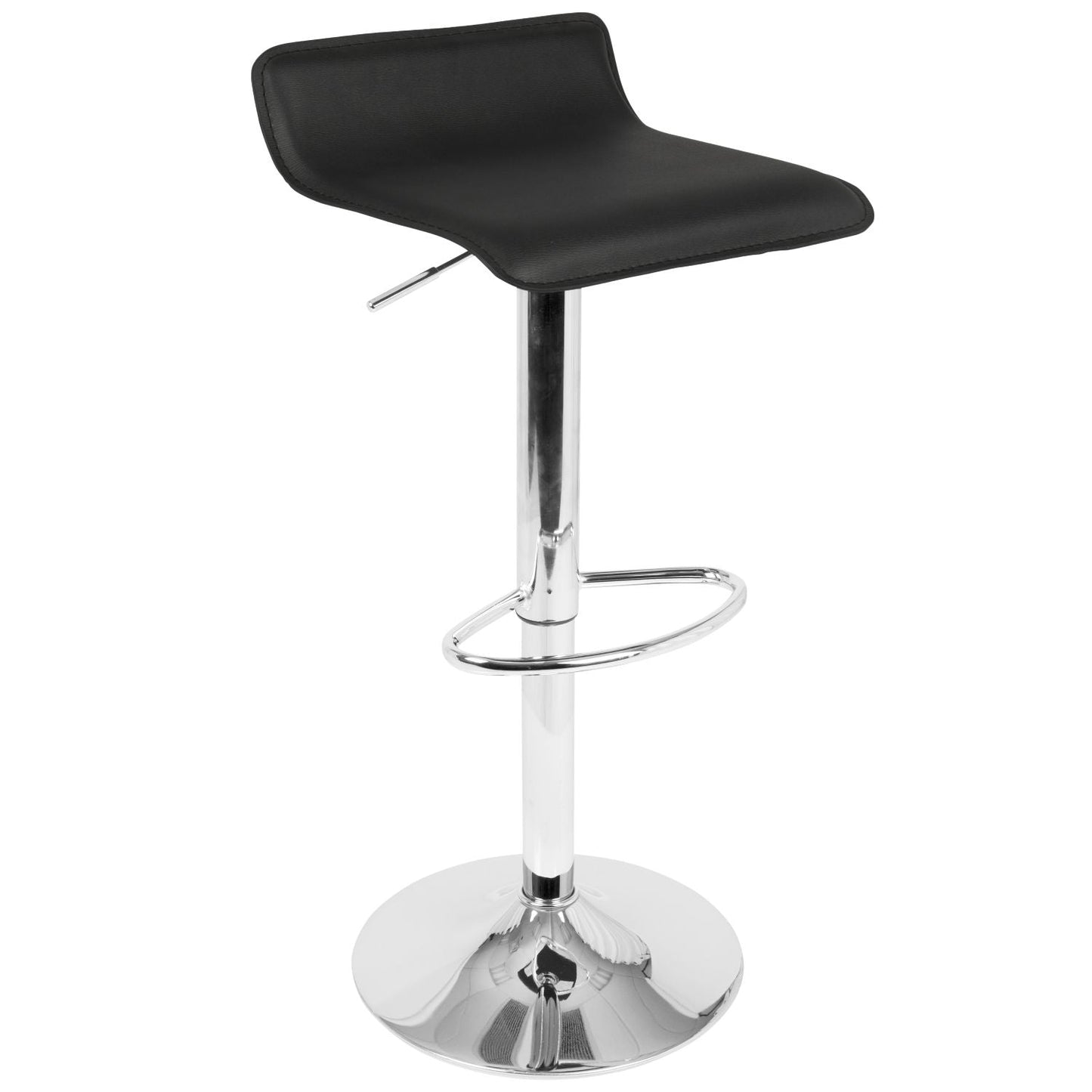 Bistro Square-Ale Contemporary Adjustable Bar Set in Silver and Chrome Metal with Black PVC and Oval Footrest by - 3 Piece