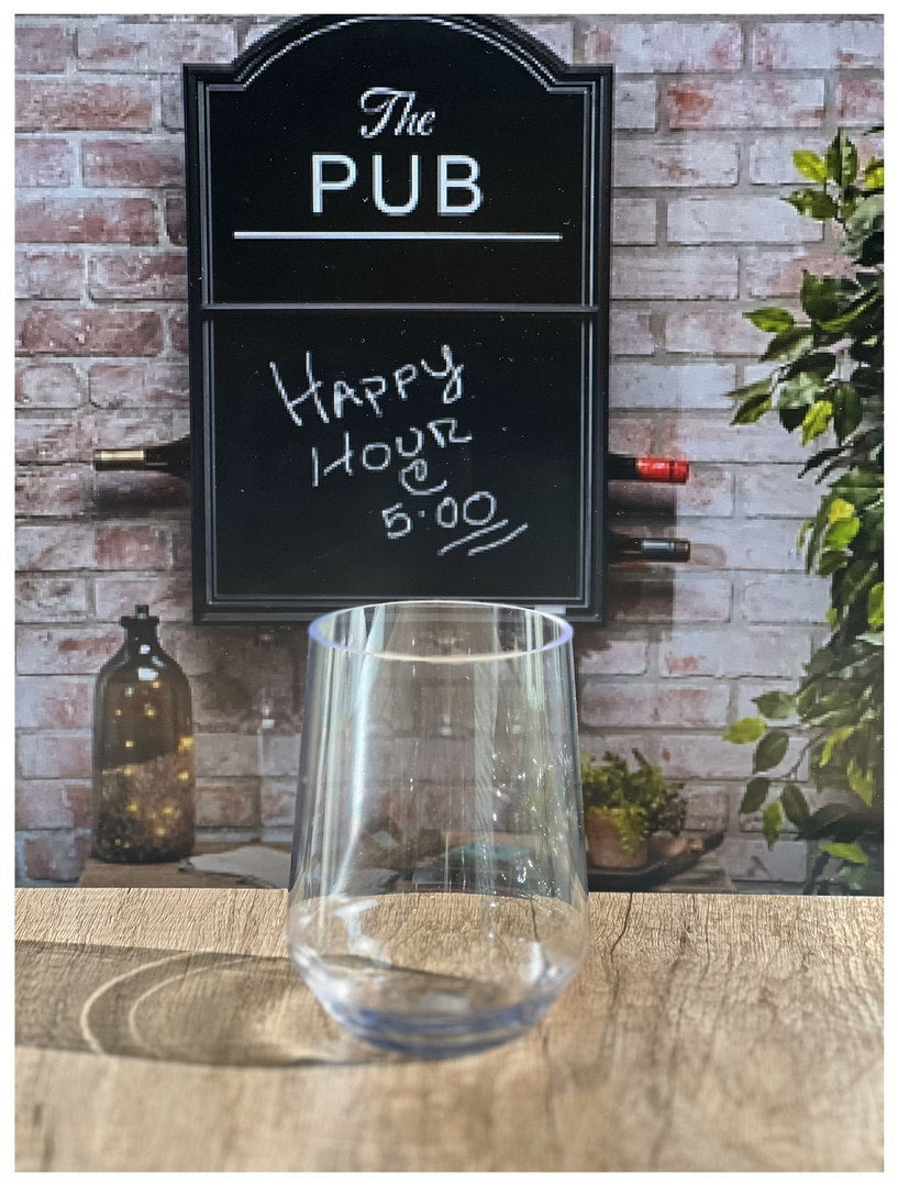 Plastic wine glass, clear, tulip-shaped bowl