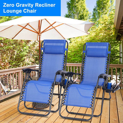 2Packs Zero Gravity Lounge Chair with Dual Side Tray 330lbs Load Foldable Recliner Chair