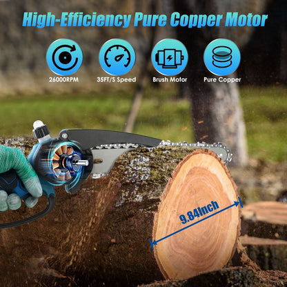 2-In-1 8' Cordless Electric Pole Saw and Mini Chainsaw with Extension Poles 2Pcs 21V 3.0Ah Batteries Adjustable Length Chain Saw With Auto Oiler Safety Switch For Wood Cutting