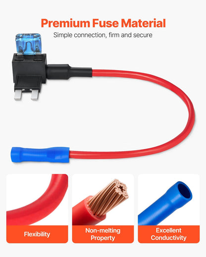 VEVOR Fuse Tap, 24 Packs, 4 Types 12V Car Add-a-Circuit Fuse Tap Adapter, Standard Mini Micro2 and Low Profile Mini Blade Fuses Holder, ATO ATC ATM Fuses Adapter Jumper for Cars Trucks Boats