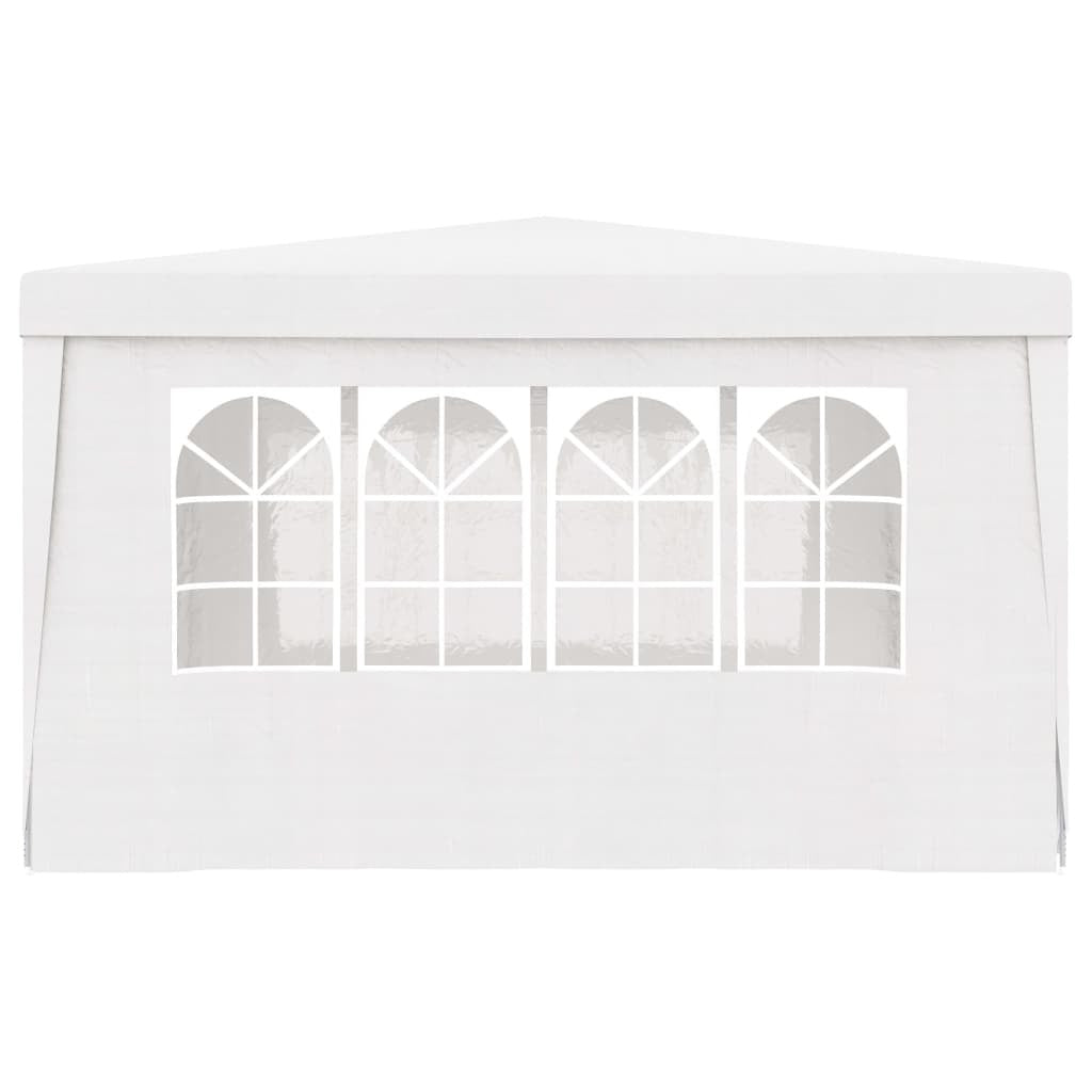 White tent side wall with four arched window openings