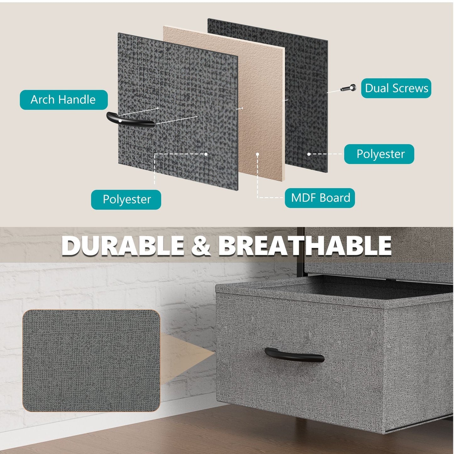 Dresser for Bedroom with 8 Drawers Tall Dresser & Chest of Drawers Fabric Dresser with Wood Top and Sturdy Steel Frame