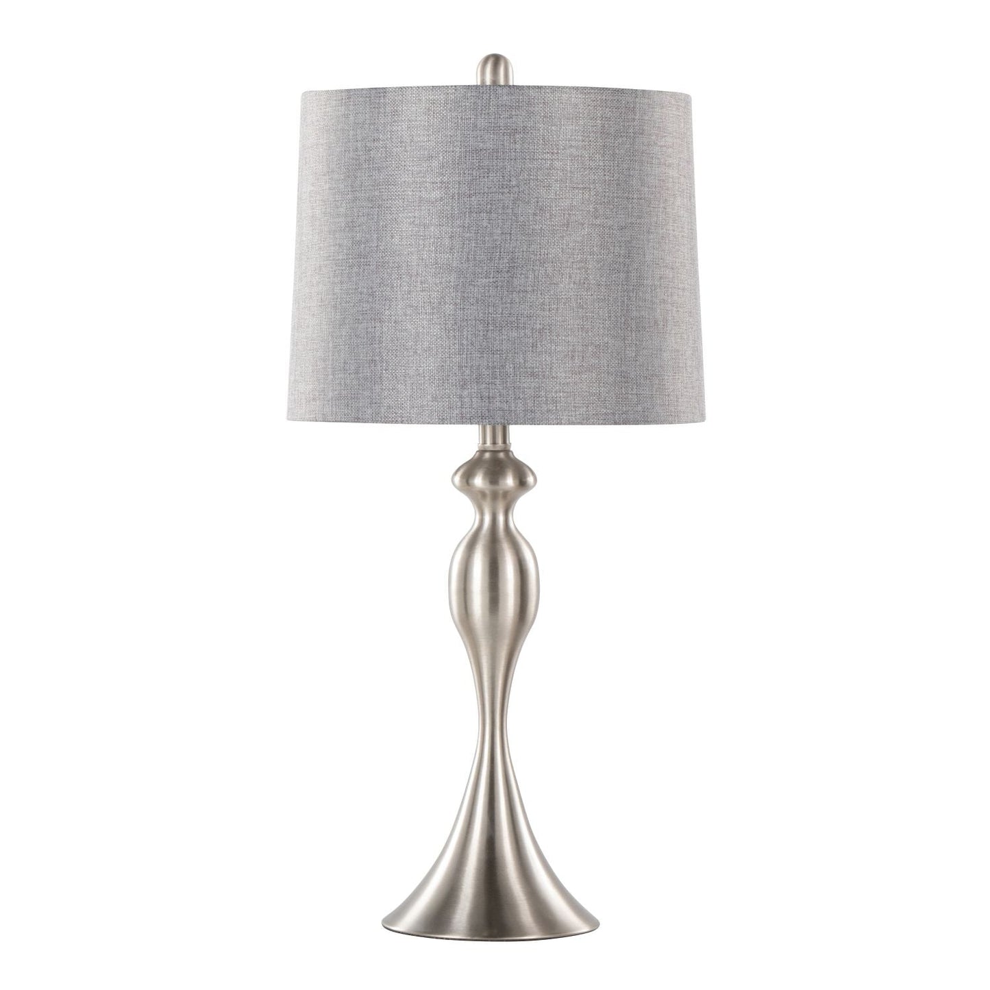 Ashland 27" Contemporary Metal Table Lamp in Brushed Nickel with Grey Textured Linen Shade from Grandview Gallery by - Set of 2